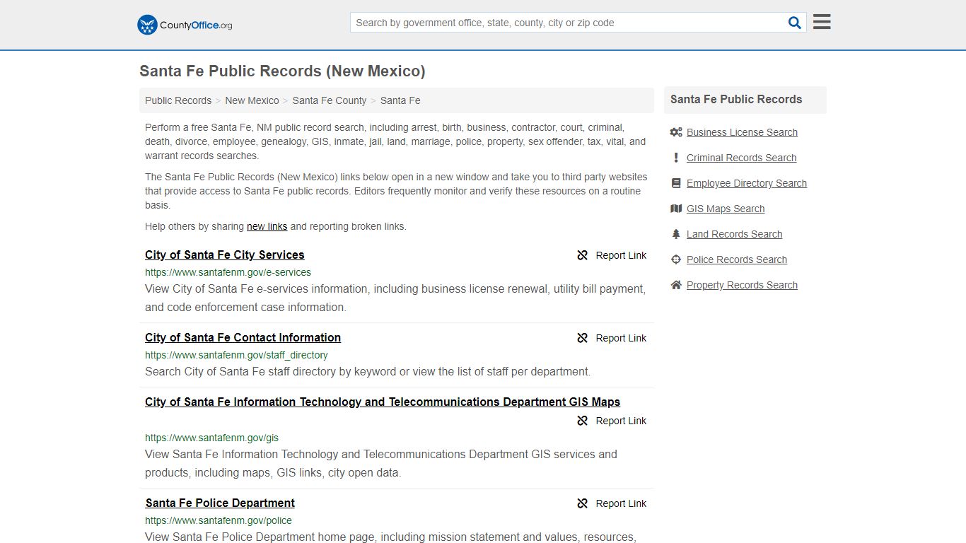 Public Records - Santa Fe, NM (Business, Criminal, GIS, Property ...